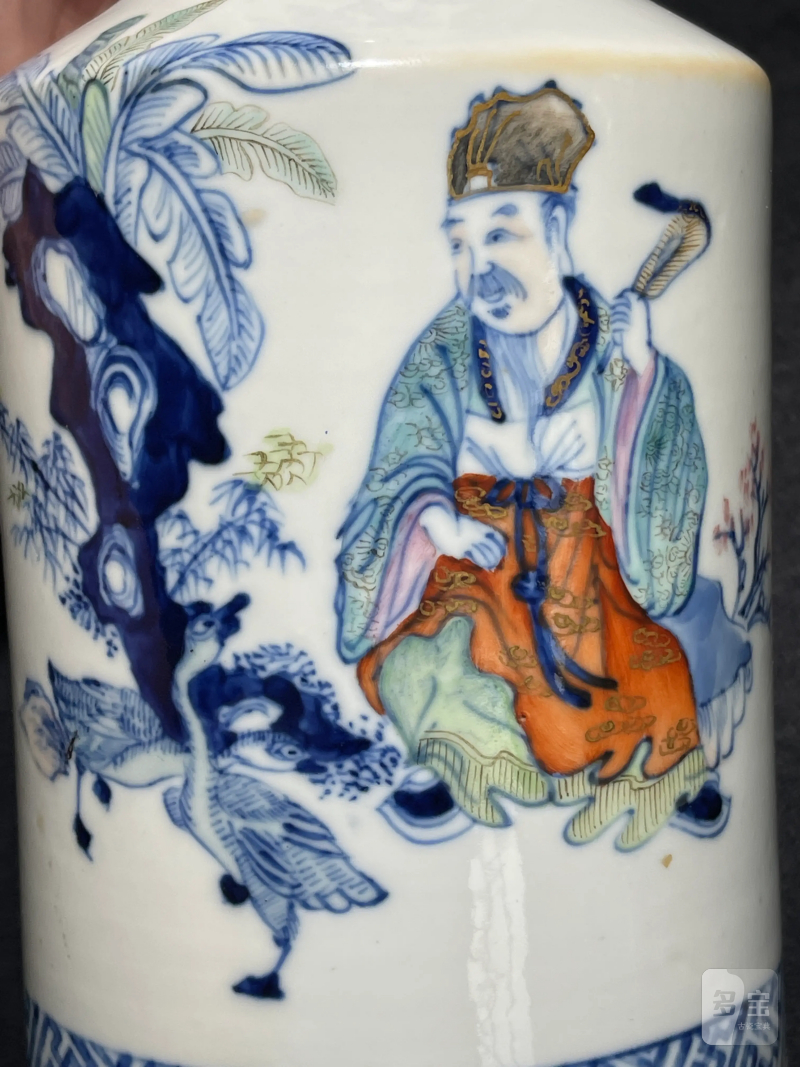 清中期 斗彩四爱图瓶一对 - 图7